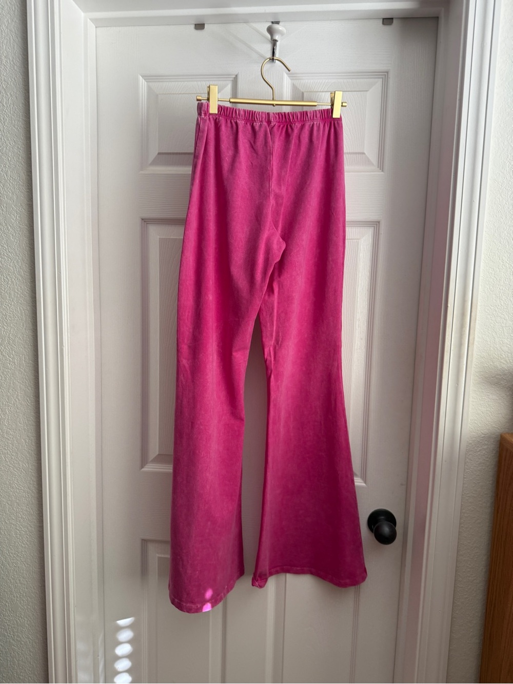 Kids Pink Velour Flared Bottoms